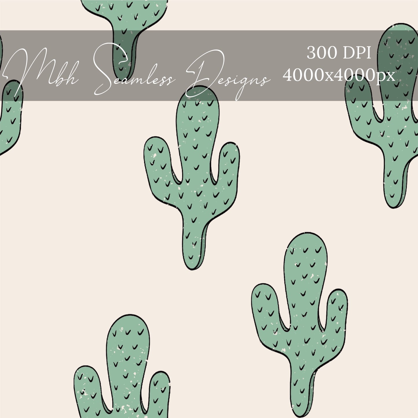 Boho Desert Cactus Seamless Pattern