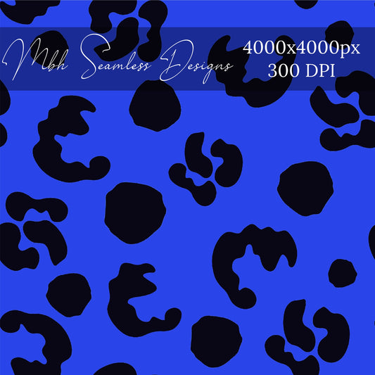 Blue Leopard Seamless Pattern