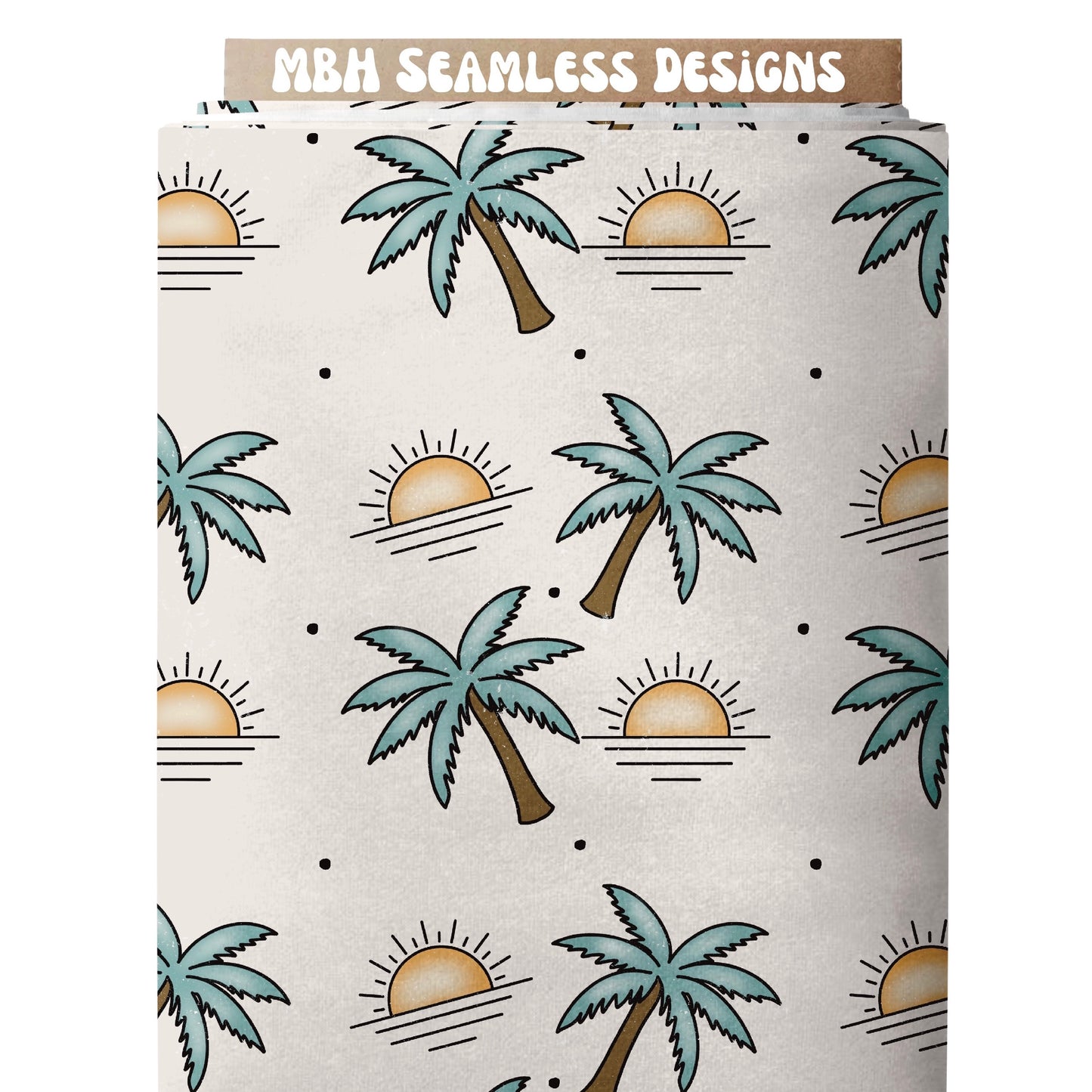 Beach Bum Sunny Palm Trees Dots Seamless Pattern