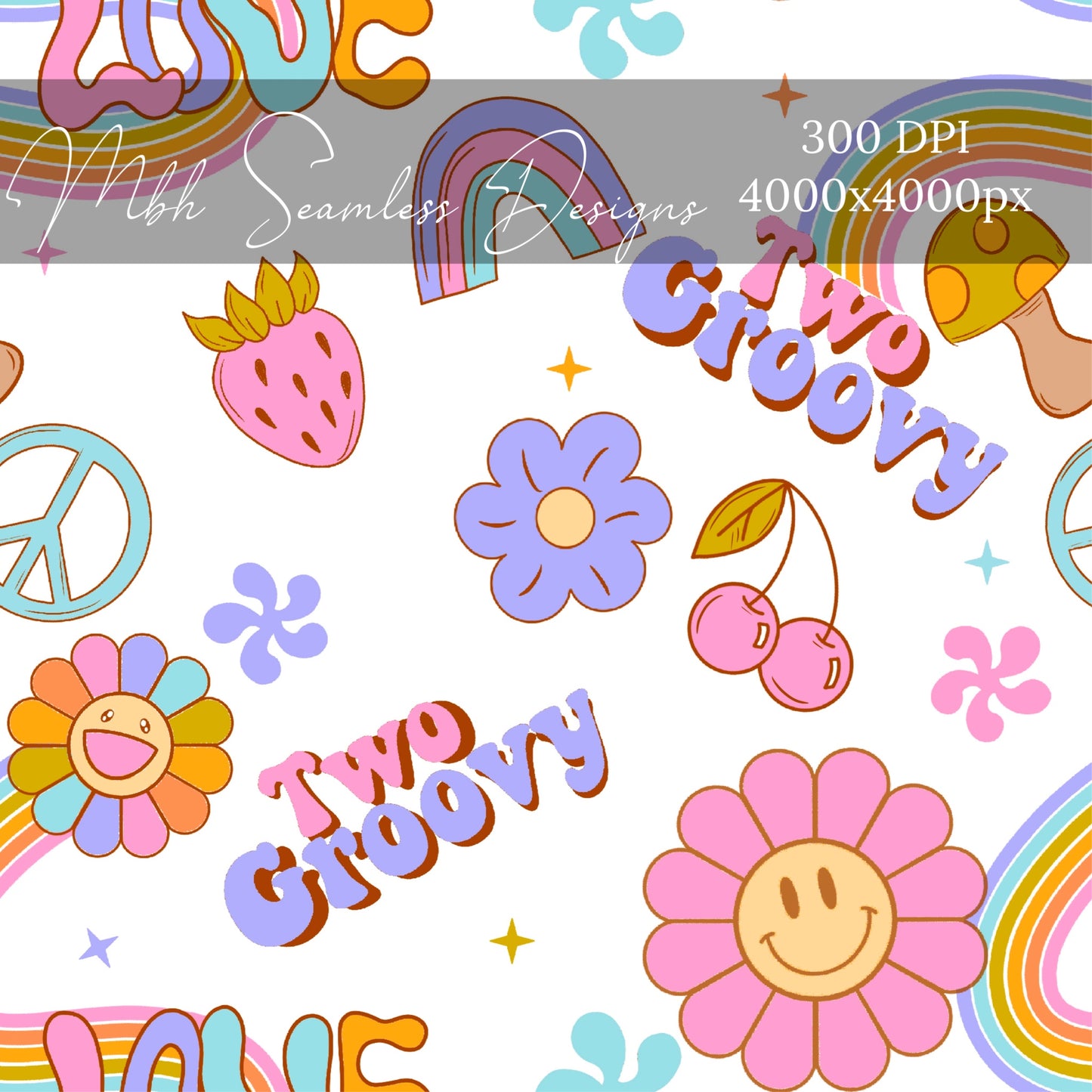 Two Groovy 3 Colorways Seamless Pattern