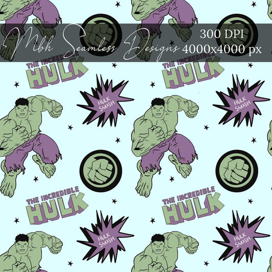 Hulk Superhero Seamless Pattern