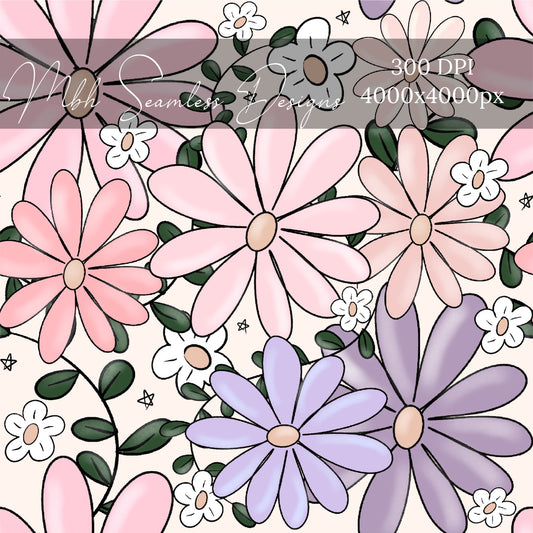 Lavender Pink Floral Seamless Pattern