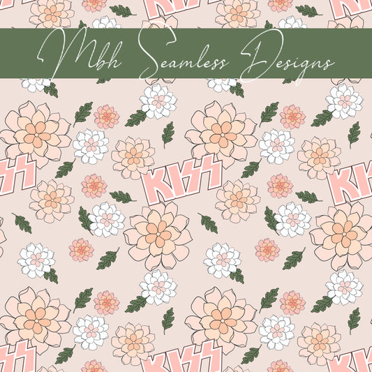 Kiss Boho Floral Seamless Pattern