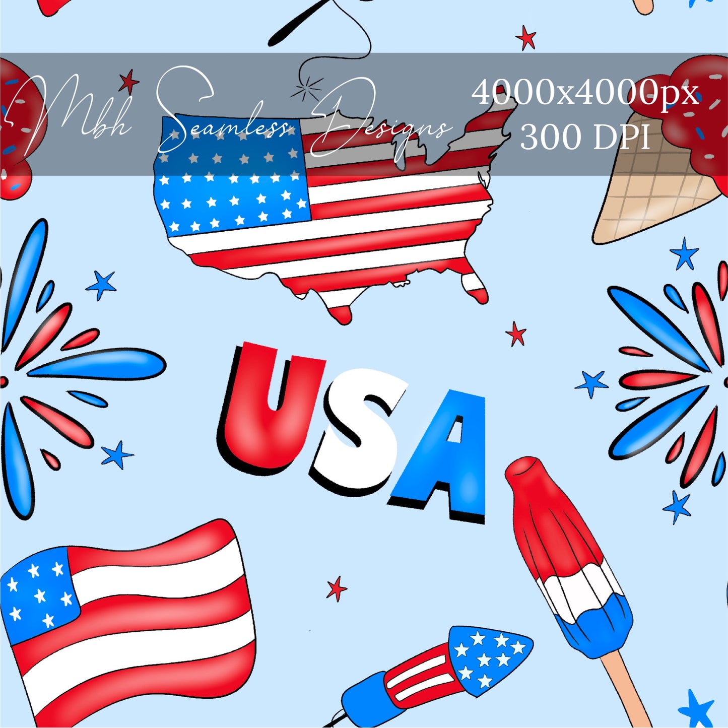 USA FOJ Stars Seamless Pattern