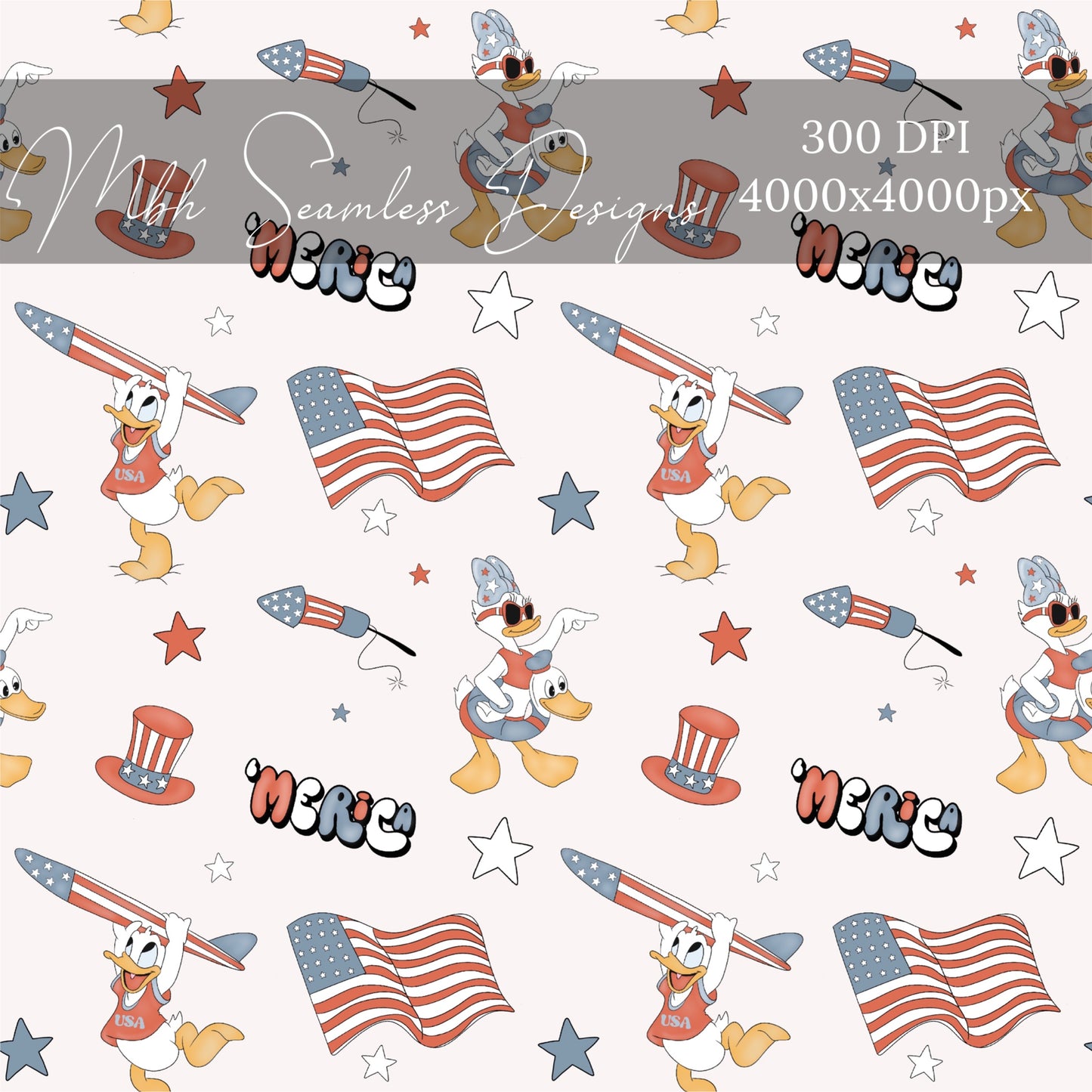 Ducks ‘Merica Cream Seamless Pattern