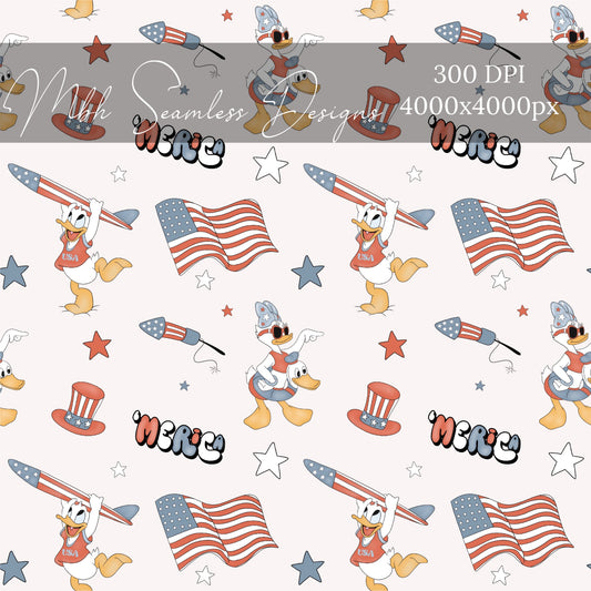 Ducks ‘Merica Cream Seamless Pattern